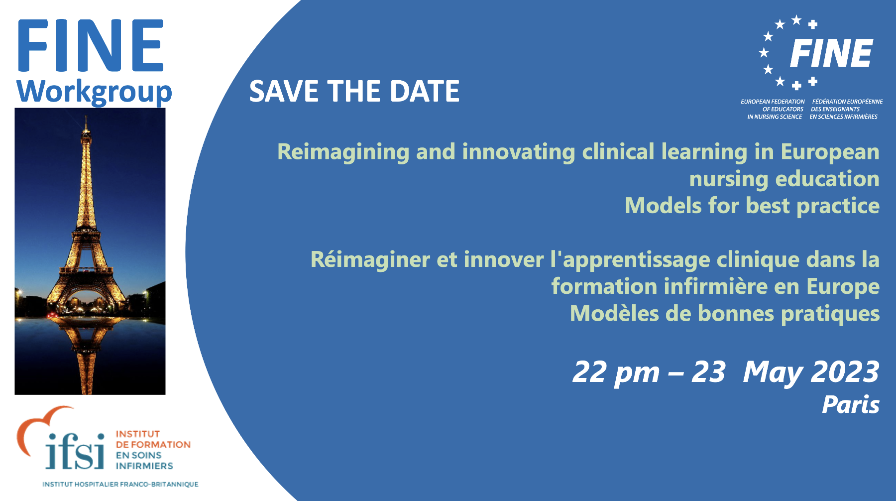 Workgroup (hybride)– FINE EUROPE Réimaginer et innover l’apprentissage clinique dans la formation infirmière en Europe.
